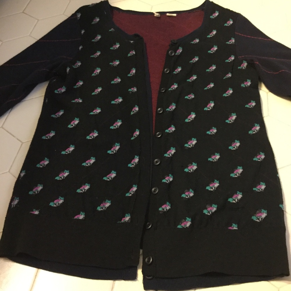 Anthropologie Moth Wiley Fox Print Cardigan Medium